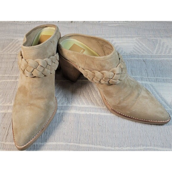 Dolce Vita Women's Braided Suede Mule Block Heel Pointed Toe Taupe Size 9.5 - Picture 7 of 9